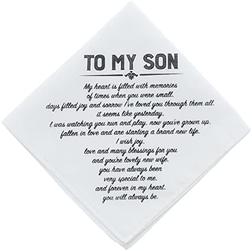 Wedding Handkerchief to My Son Gift from Mom or Dad, White Handkerchiefs from Parents in Wedding Keepsake For Perfect Moments