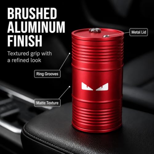 Image of Car Ashtray with Lid Smell Proof Ash Tray, Portable ashtray for car cup holder (Red, Angry Eyes)