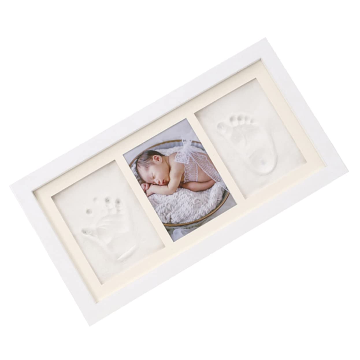Toyvian Marco de Fotos Huellas de Manos y Pies Original para Niño, Tinta Clara, Ideal para Ambientación de Hogar y Regalo de Recién Nacido