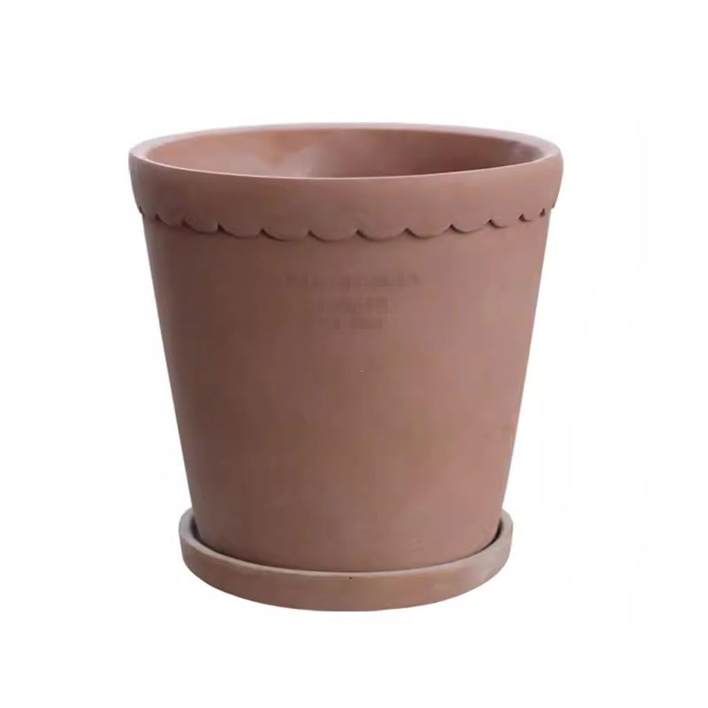 GELASIGE Flower Pots Retro Cement Flower Pot Clay Pot Red Pottery Pot Stoneware High Foot Tray Flower Pot Outdoor Flower Pots