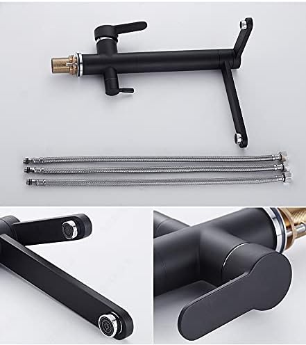 Kitchen Sink Faucet for Bar Farmhouse Commercial, Hot Cold Kitchen Sink Faucets, Water Filter Taps, Swivel 360 Degree Water Mixer Tap, Single Hole Black Kitchen Faucet (Color : Black)