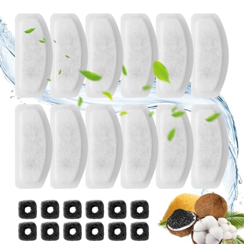 24 Packs for ORSDA Cat Fountain Filters Replacement Compatible with ORSDA 2L Cat Water Fountain Stainless Steel - D30 Pet Fountain for Cats (12 Replacement Water Filter + 12 Pre-Filter Sponges)