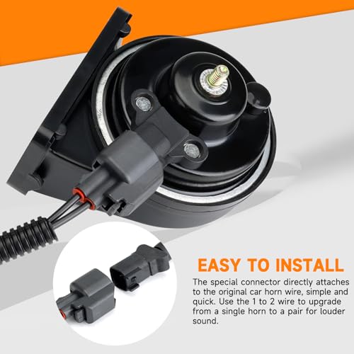 Image of Car Horn Compatible with Ford /GMC /Chevrolet /Ram /Tesla 12V 130dB Loud Dual-Tone Snail Horns for Ford with 1 to 2 Plug Wiring Harness