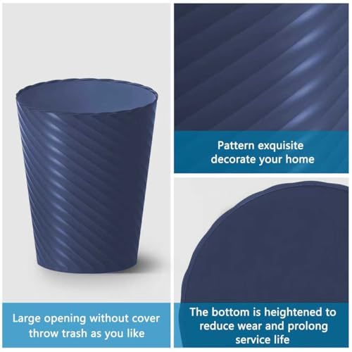 Image of Lysam Bathroom Trash Can, 3 Pack 1.8 Gallons Small Trash Can with Trash Bags, Bathroom Garbage Can, Plastic Trash Bin, Round Waste Basket for Bedroom, Office, Room (White Blue Grey)
