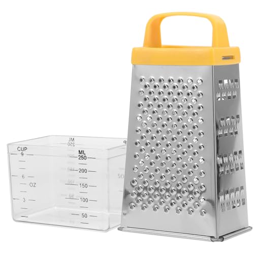 SAFIGLE 多機能ステンレス鋼グレーター 非滑りハンドル付き チーズ 野菜用 四面おろし器 設計 省スペース収納 キッチンスライサー