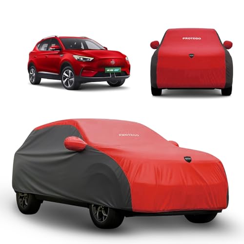 Image of PROTEGO Prime Series India's 1st Anti-Tear Car Cover for MG ZS EV | Heavy Duty, Custom Fit, All Weather Protection | 100% Waterproof, Windproof & Hail Resistant | 2 Year Warranty | Red + Black