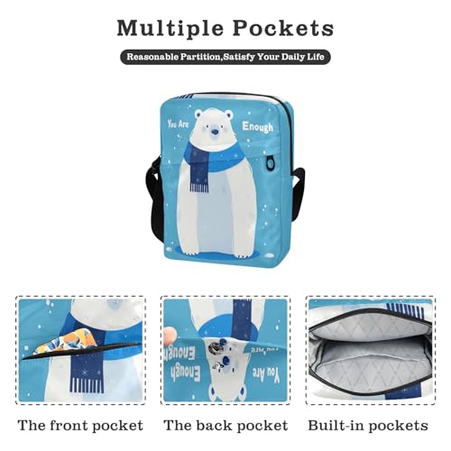 Glacier Bear Blue messenger bag cute mens crossbody bag small Croos Body Purses Adjustable Strap for School Casual2