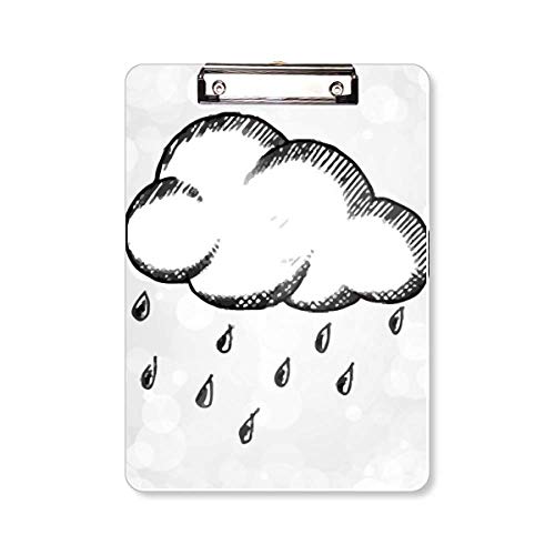 Planchette à pince A4 peinte à la main avec motif temps de pluie pour bureau