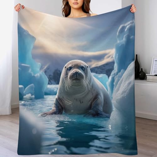 Couverture Polaire en Flanelle Imprimé Phoque 140x180cm - 2