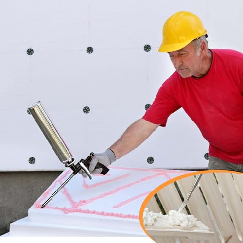 2 Stück PU Schaumpistole, Bauschaumpistole aus Metall, Bauschaum Pistole mit Ergonomischem Kunststoffgriff und Teflon Beschichtet für Profi Heimwerker zum Abdichten Füllen den Heim und Bürogebrauch