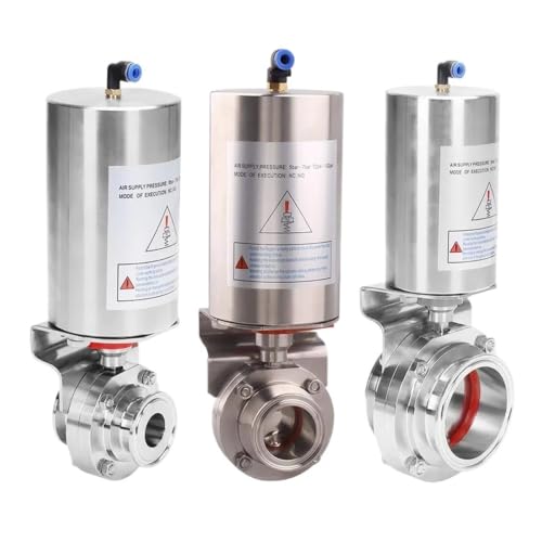 Válvula de actuador neumático de simple efecto en acero inoxidable 304 y abrazadera de 1.5" 2