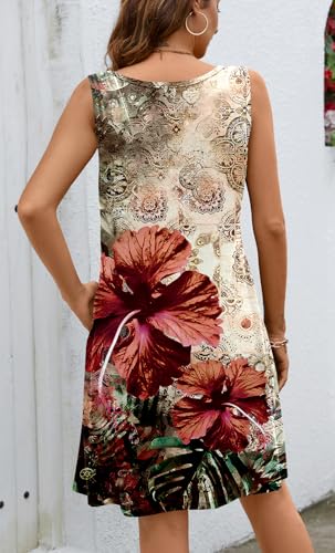 Image of Ladlop Summer Dresses for Women 2026 Beach Loose Casual A Line Dress Sleeveless V-Neck Sundress with Pockets