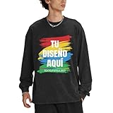 Fyralune Camiseta Personalizada Hombre Manga Larga Diseña tu Logo, Foto o Texto, Camisetas Personalizado para Hombre y Mujer, añade tu Imagen, para Uso Diario, Trabajo, Viajes, Deportes