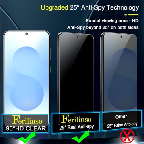 Image of Ferilinso 3 Pack Privacy Screen Protector for Samsung Galaxy S25 Plus