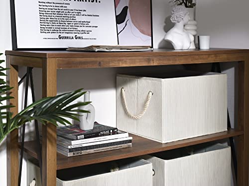 Storageworks 32L Storage Baskets For Organizing, Foldable Storage Baskets For Shelves, Fabric Storage Bins With Handles, Beige, White & Ivory, 3-Pack #TOP6
