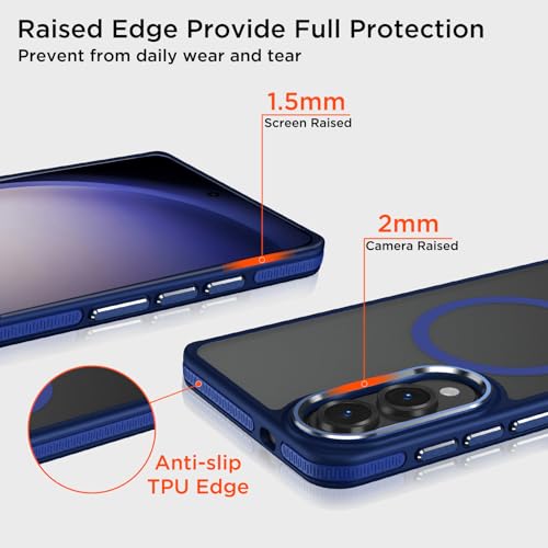 Image of MALEWOLF for Samsung Galaxy S25 Edge Case, Non-Slip Phone Case with Invisible Kickstand [Fits for Magsafe], Ultra Slim Translucent Cover for Galaxy S25 Edge, Mil-Grade Drop Protection (Darkblue)