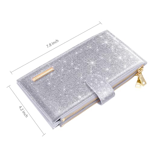 Coco Rossi Womens RFID Blocking Large Capacity Wallet Multi Card Organizer Bifold Wallet for Women with Zipper Pocket
