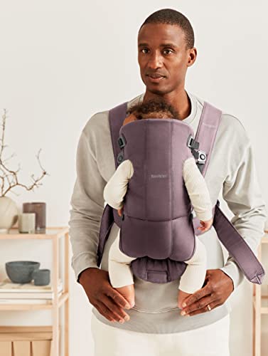 Image of BabyBjorn Baby Carrier Mini, Cotton, Dark Purple | Newborn Carrier (7-25 lbs), Ergonomic, Easy-to-Use