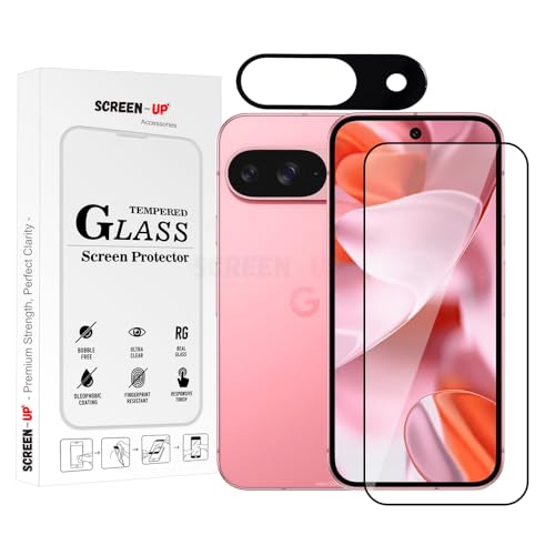 Image of ScreenUp Tempered Glass For Google Pixel 9 - Ultra Clear, 9H Scratch Resistant, Full Coverage, Easy Install Screen Protector
