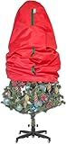 Upright Christmas Tree Storage Bag - Fits 5 Ft Artificial Xmas & Topiary Tree, Vertical Holiday Cover, Durable, Dustproof & Easy-Use Xmas Storage, Red