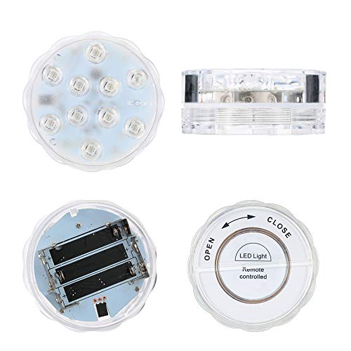 Festnight 4pcs IP68 impermeável RGBWY 10LEDs controle remoto Lâmpada subaquática submersível Mini va