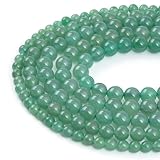 Preciosas cuentas sueltas de aventurina verde natural de 6 mm, redondas, lisas, de aproximadamente 38 cm, para hacer joyas, U10-SA222