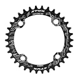 Keenso Anello per Catena per Bicicletta, pedaliera per Bicicletta Parti di Riparazione di Biciclette in Lega di Alluminio per Mountain Bike 32/34/36/38T BCD 104(34T-Nero)