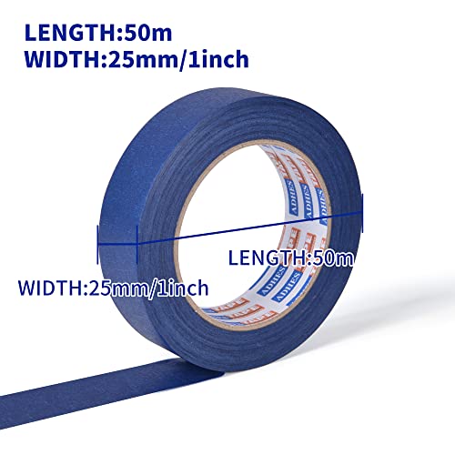 Image of ADHES Blue Painters Tape 1 Inch, Masking Tape for Painting 6 Rolls x 1 Inch x 55 Yards, Blue Paint Tape No Residue Outdoor Anti UV Multi Surface Use, Total 330 Yards