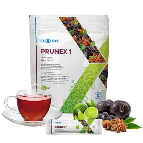 FuXion Prunex - Té instantáneo desintoxicante con fibra (para limpieza de colon), para aliviar los síntomas del estreñimiento, para mejorar el tránsito en el sistema digestivo