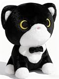 LSYDCARM Tuxedo Cat Plush Toy, Black and White Cat Stuffed Animal with Bow Tie, Anime Plushies for Girls and Boys, Cute Soft Stuffed Cat Plushie Toys for Kids, Birthday Party