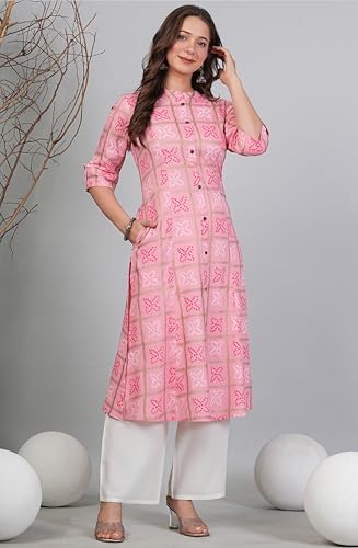 Image of rytras Women Woman Pure Cotton Printed A-Line Kurta Sets with Palazzos|Kurti Set for Woman|Cord Set for Women Cotton