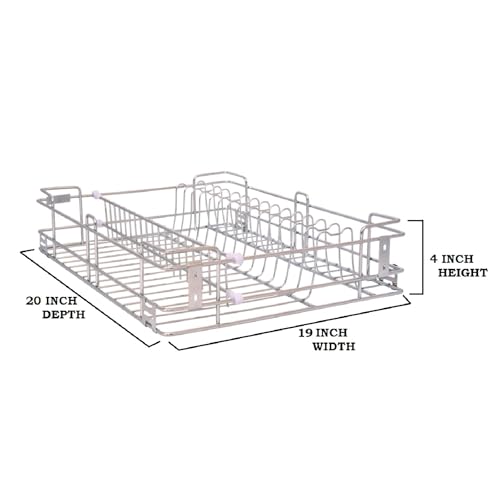 Image of BLOO BASKET 202modular kitchen accessories cabinet, 6-Piece Utensil Organizer, Stainless Steel, Silver (19 Inch Width * 20 Inch Depth, WITHOUT CHANNEL)