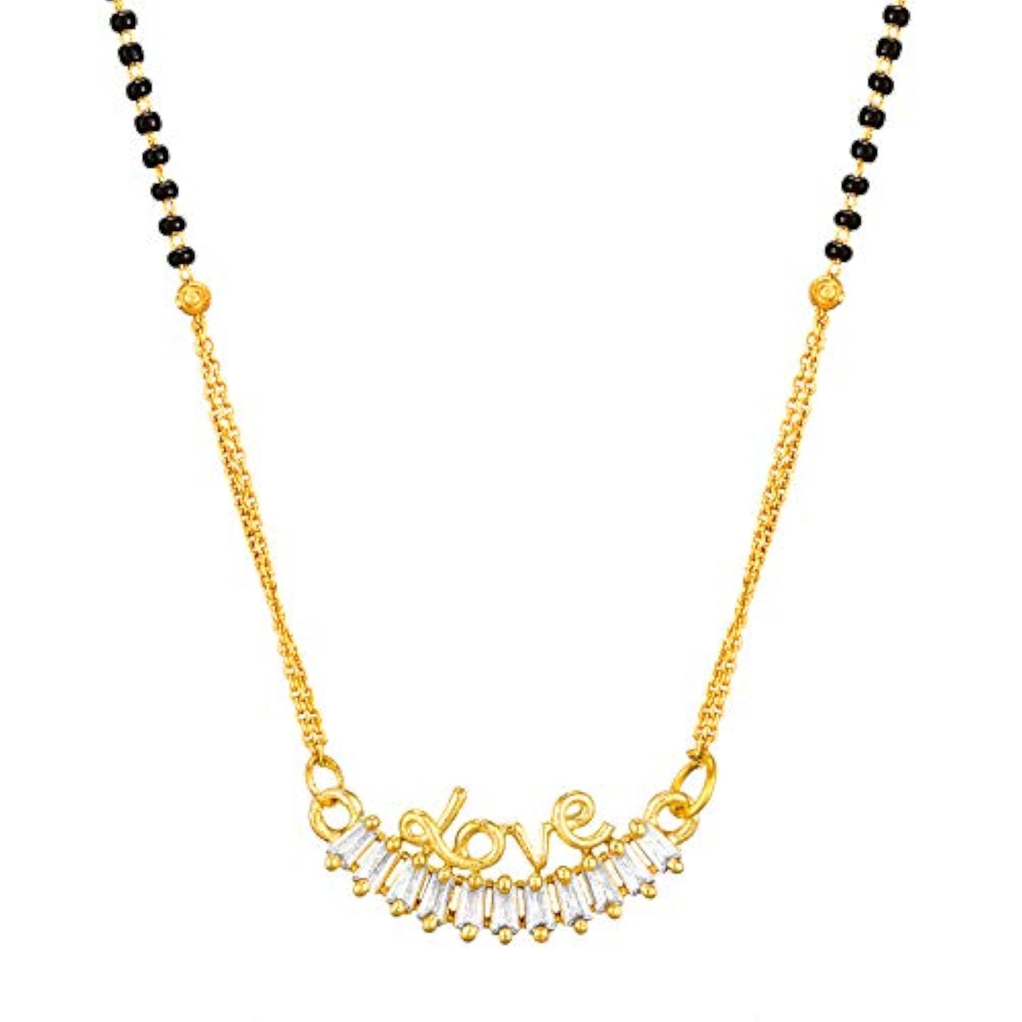 Gold Plated Black and White AD Studded Mangalsutra