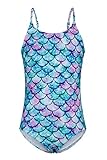 RAISEVERN Little Girls 3D Rainbow Mermaid Fish Scale Printed Pattern One Piece Swimsuits Bathing Sui