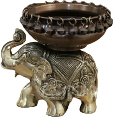 Urli de elefante antiguo de metal vintage para decoración elegante de salones