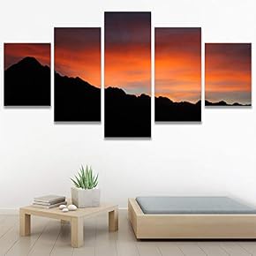 SIGNWIN 5 Panel Canvas Wall Art Sunset in...