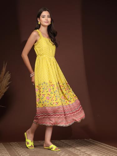 Image of Dress for Women | New Rayon Floral Printed Flared Maxi Dress for Women & Girl's