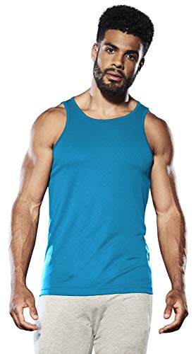 Mens Quick Dry Breathable Sports Running Jogging Fitness Vest Sleeveless Gym Top Moisture Wicking (Aqua, S)