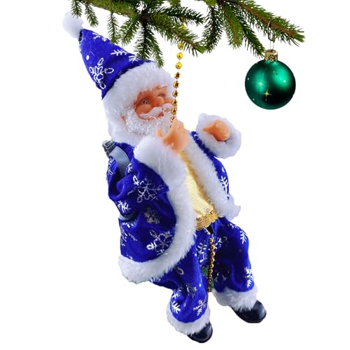 Adornos de Papá Noel – Cadena eléctrica de cuentas de Papá Noel para escalar – Hombre viejo de barba blanca para centro comercial, guardería, broma, accesorio para interiores, sala de estar, entrada