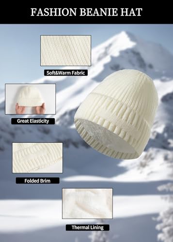 Winter Sets for Women - 4-Piece Knit Hat, Scarf, Gloves & Socks, Warm Hat and Scarf Set for Women, Soft Winter Sets for Men with Elastic Fit2