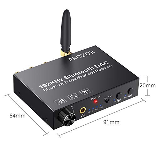 Prozor 192Khz Dac Digital To Analog Audio Converter With Bluetooth 5.0 Audio Transmitter And Receiver, Optical To Rca Converter With Aptx Hd Aptx Low Latency Wireless Audio Adapter #TOP7