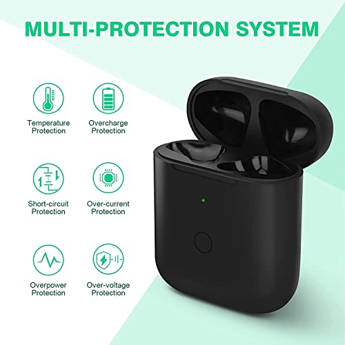 Wireless Charging Case For Airpod 1/2, Charger Case Replacement With Sync Button And Built-In 450 Mah Battery, No Earbuds Include (Black) #TOP4