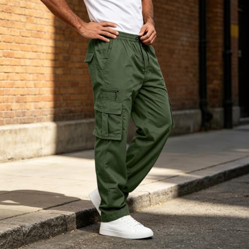Cargo Work Pants for Men Baggy Drawstring Loose Fit Multi Pocket Work Pant - image 8