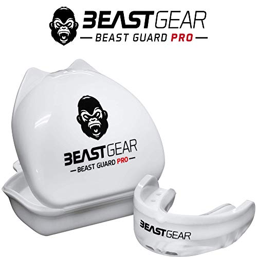 Beast Gear Professioneller Mundschutz für Boxen,MMA,Rugby,Muay Thai,Hockey,Judo,Karate und Kampfsport Weiß