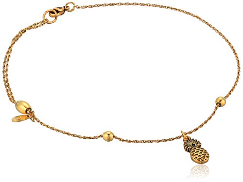 Alex and Ani Womens Pineapple Anklet, Rafaelian Gold, Expandable