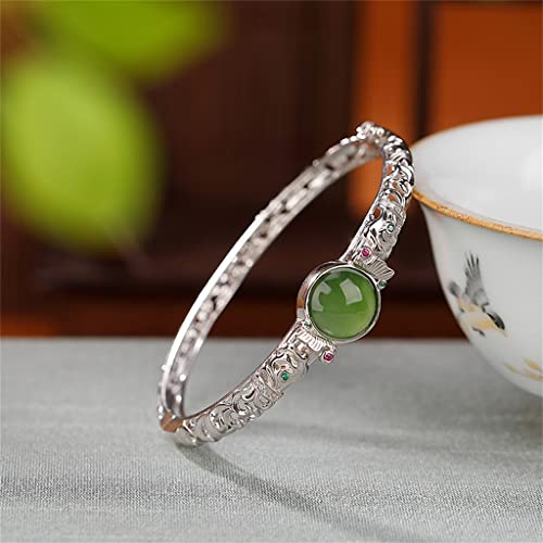Pulsera de jade hetian plata retro calada joyería artesanal elegancia 3