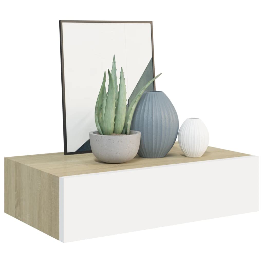 vidaXL Wandschap met lade 40x23,5x10 cm MDF eikenkleurig