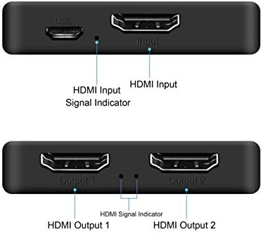 4K@60HZ HDMI Splitter, HDMI Splitter 1 In 2 Out with 1.2m HDMI cable, HDMI2.0b Splitter for Dual Monitors Only Duplicate/Mirror Screens, Not ExtendSupport 1080p HDCP2.2, RGB 18.5Gbps, FullHD, 3D