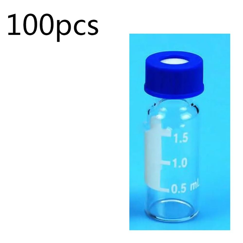 Equipos y suministros de laboratorio 100 viales transparentes/marrones con tapón de rosca, botella análisis automático capacidad 2 ml y 4