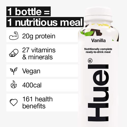 Huel Ready-To-Drink | Vanilla Meal Replacement Drink | High Protein Drink | Nutritionally Complete, Low Sugar, High Fiber, Plant Based, Vegan, Healthy | 20G Protein Per Bottle, 16.9 Fl Oz (12 Pack) #TOP2